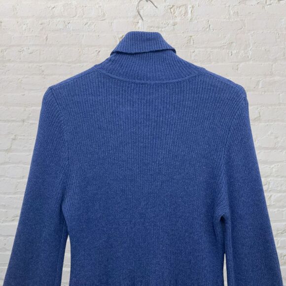 Soft Surroundings Michelle Sweater Dress M Turtleneck Cable Knit Blue Tunic - Picture 5 of 14
